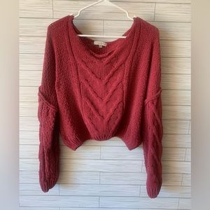 Woven heart knit sweater